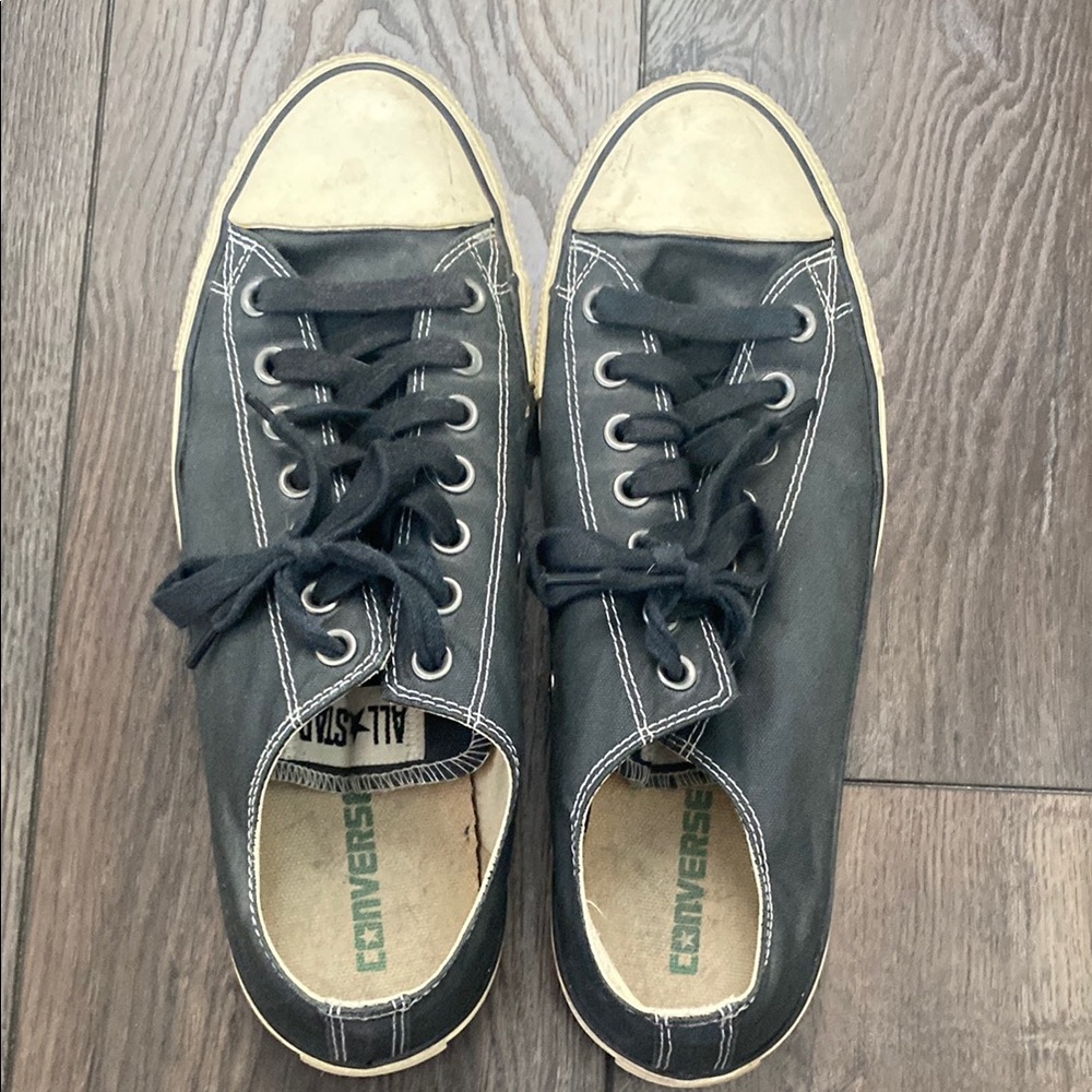 Converse Black and Cream Coated Canvas Sneakers